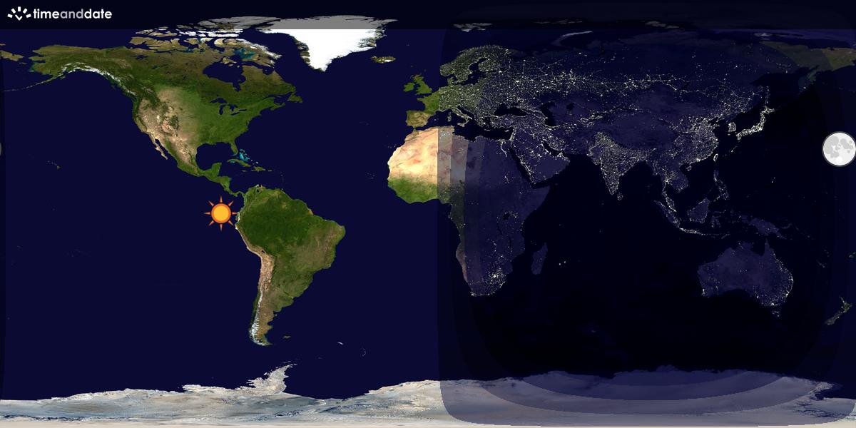 Verdenskart som viser dag og natt 