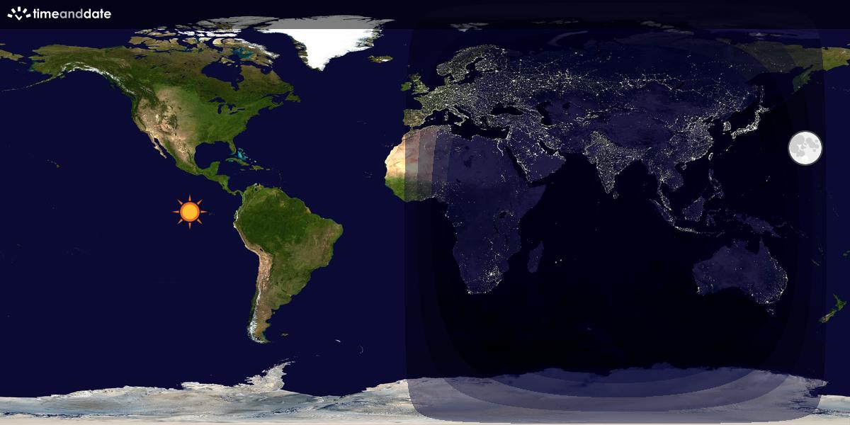 Verdenskart som viser dag og natt 