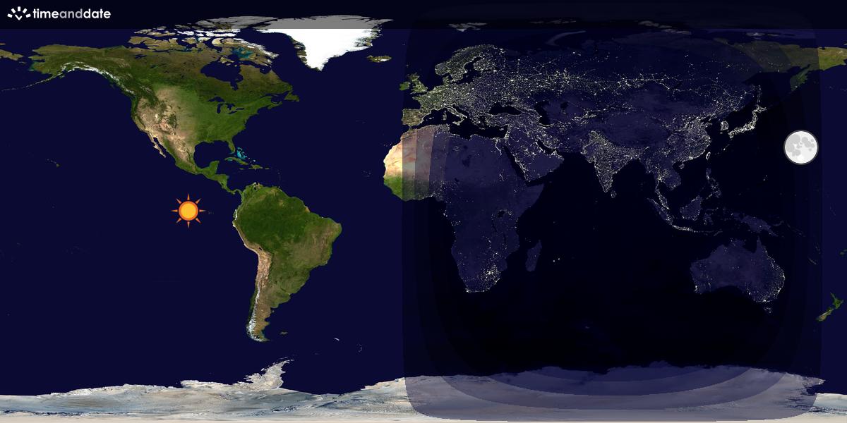 Verdenskart som viser dag og natt 