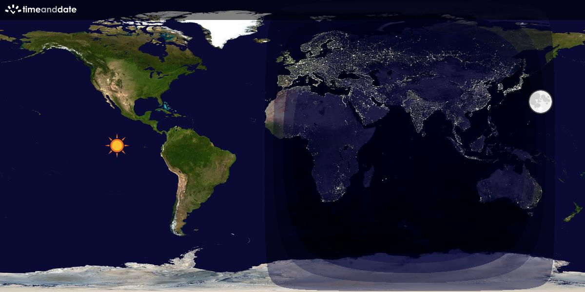 Verdenskart som viser dag og natt 