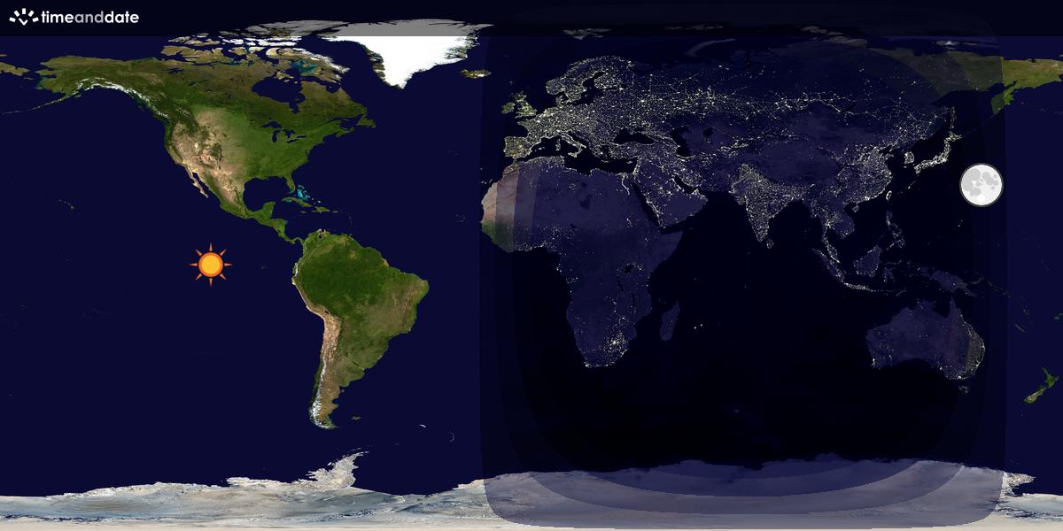 Verdenskart som viser dag og natt 