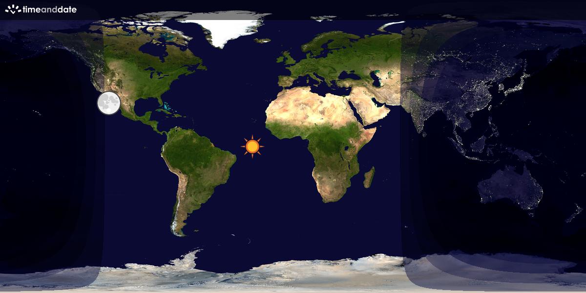 Verdenskart som viser dag og natt 