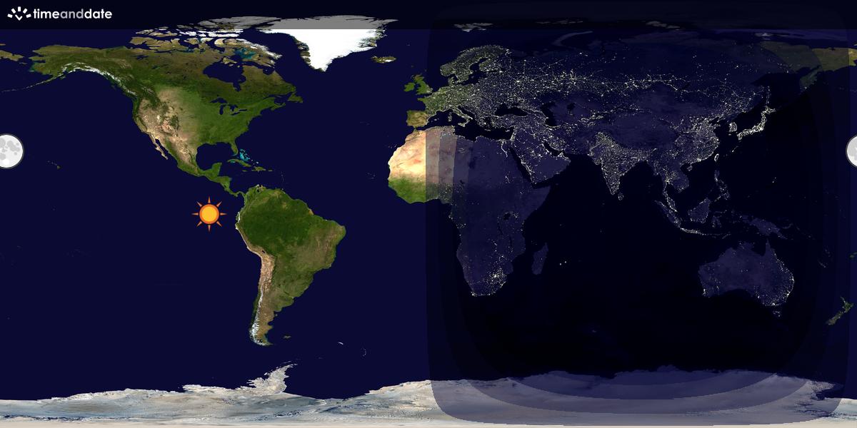 Verdenskart som viser dag og natt 