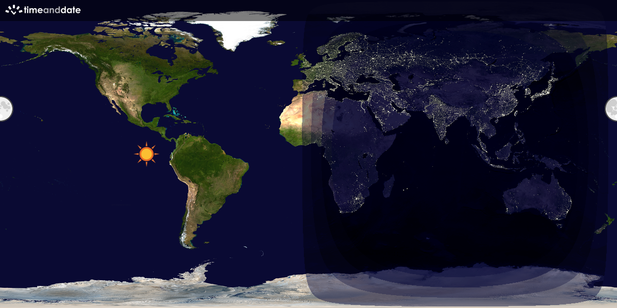 Verdenskart som viser dag og natt 