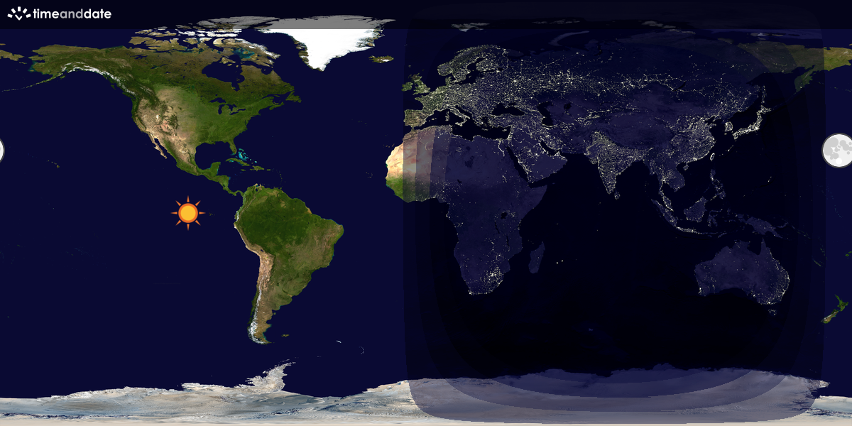 Verdenskart som viser dag og natt 