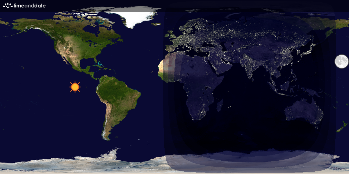 Verdenskart som viser dag og natt 