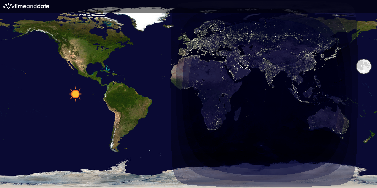 Verdenskart som viser dag og natt 