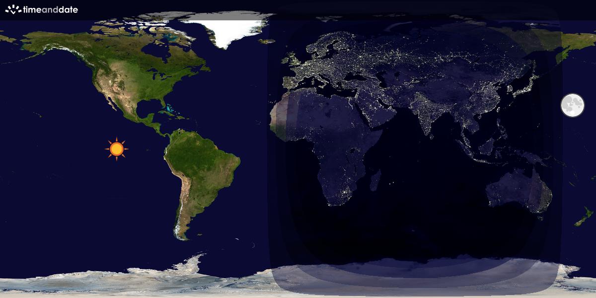 Verdenskart som viser dag og natt 