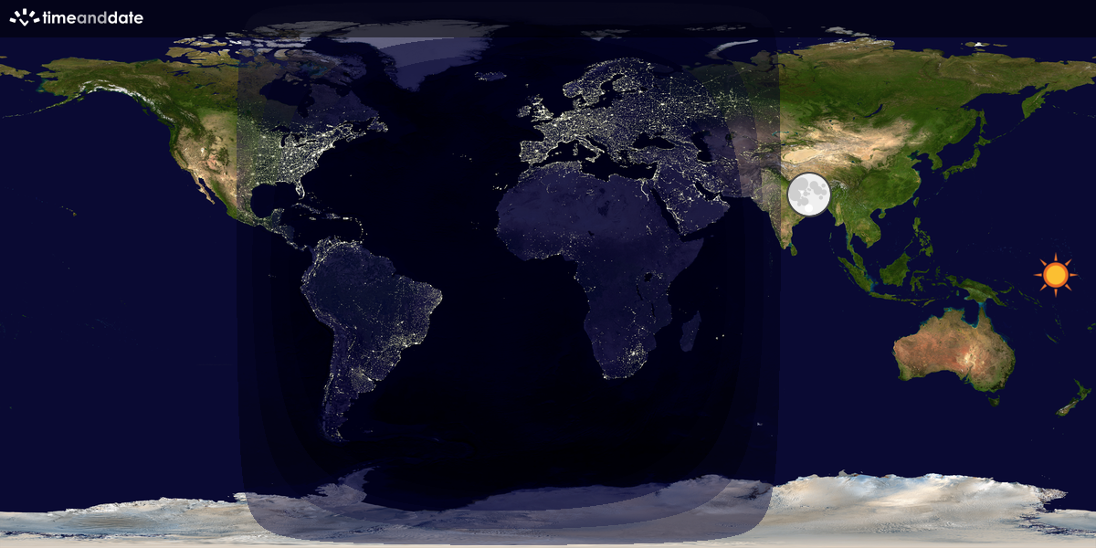 Verdenskart som viser dag og natt 