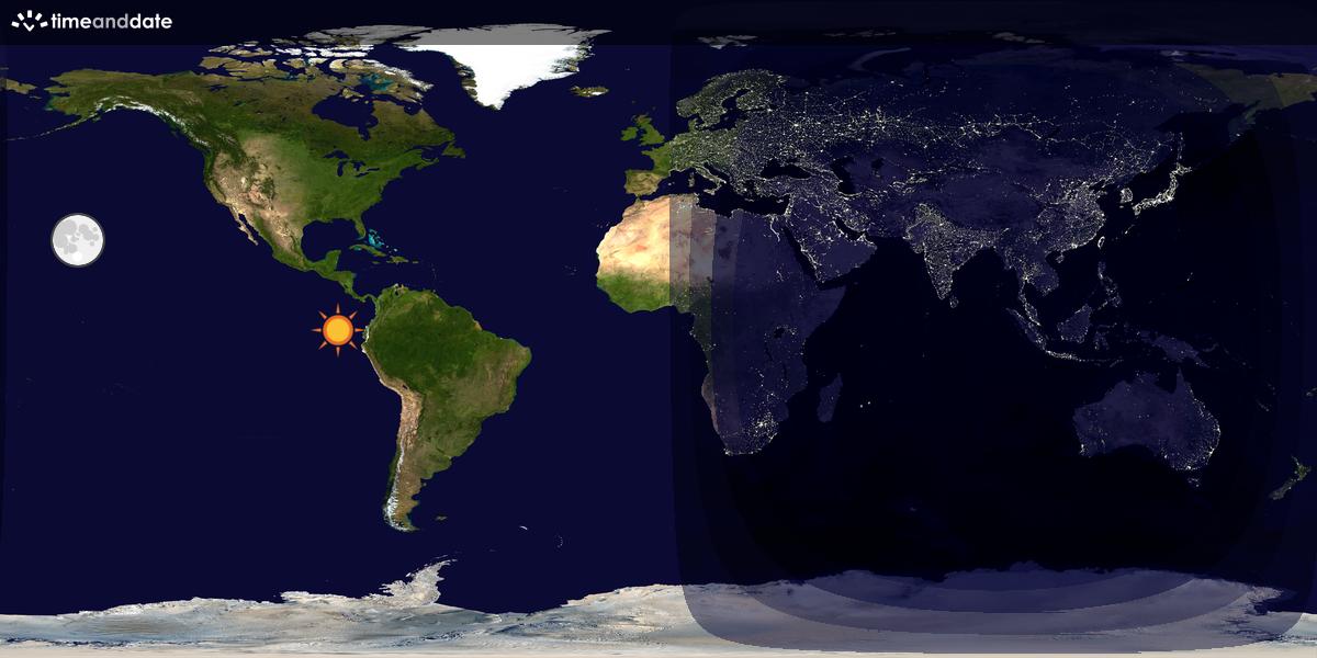 Verdenskart som viser dag og natt 