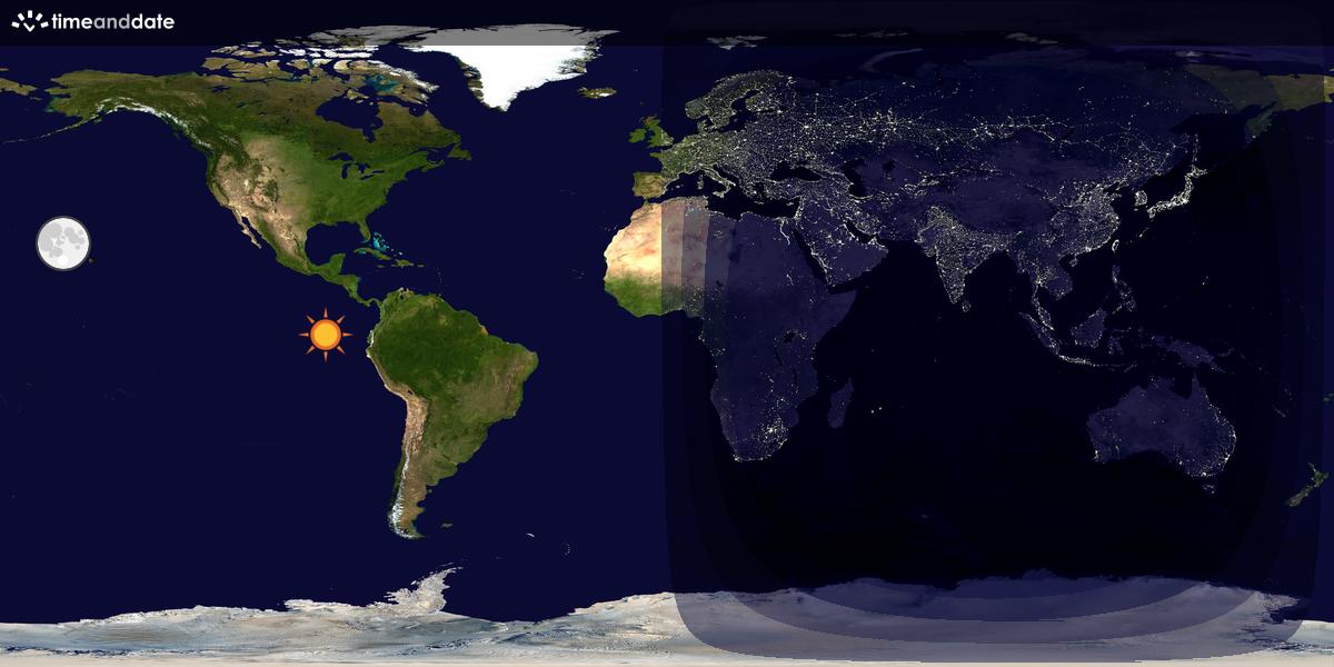 Verdenskart som viser dag og natt 