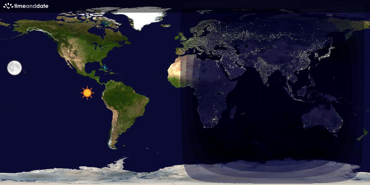Verdenskart som viser dag og natt 
