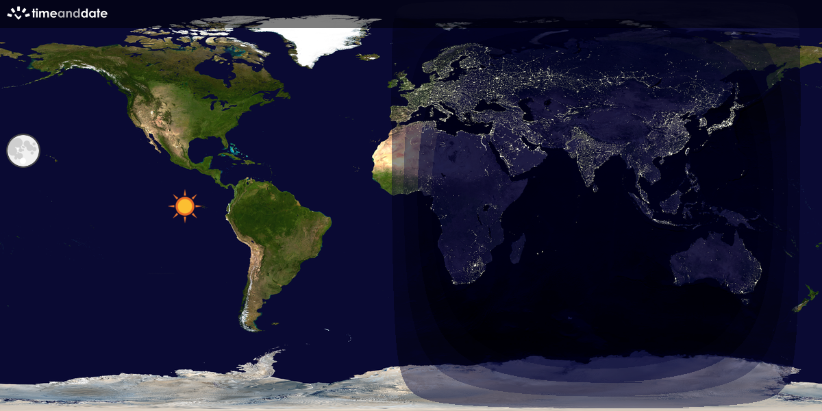 Verdenskart som viser dag og natt 