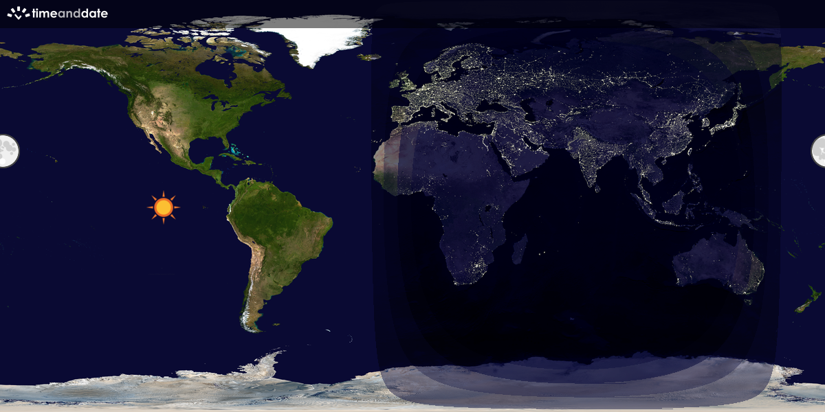 Verdenskart som viser dag og natt 