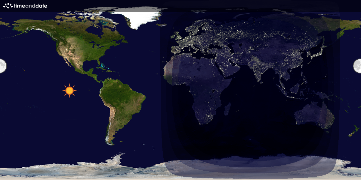 Verdenskart som viser dag og natt 