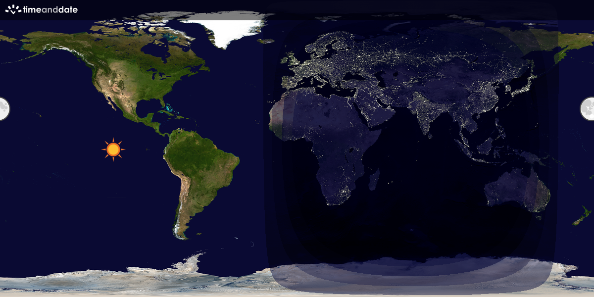 Verdenskart som viser dag og natt 