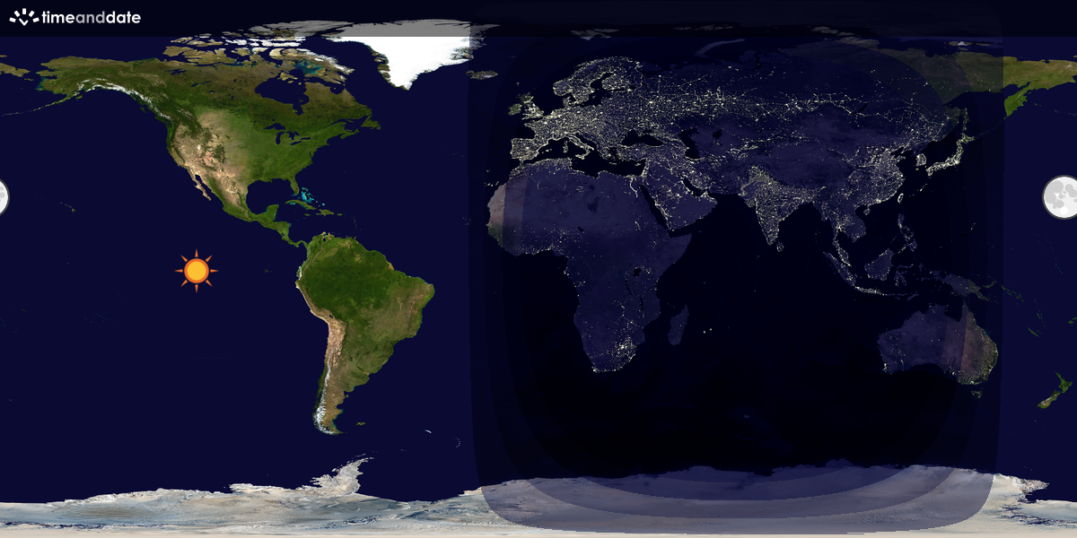 Verdenskart som viser dag og natt 