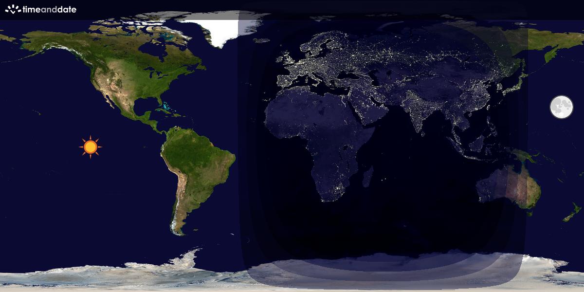 Verdenskart som viser dag og natt 