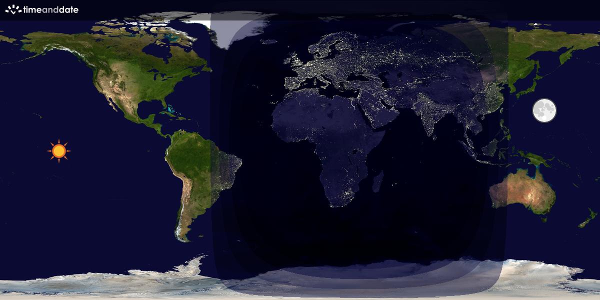 Verdenskart som viser dag og natt 
