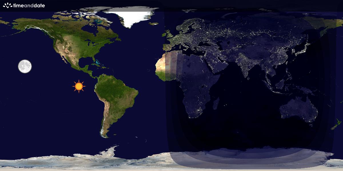 Verdenskart som viser dag og natt 