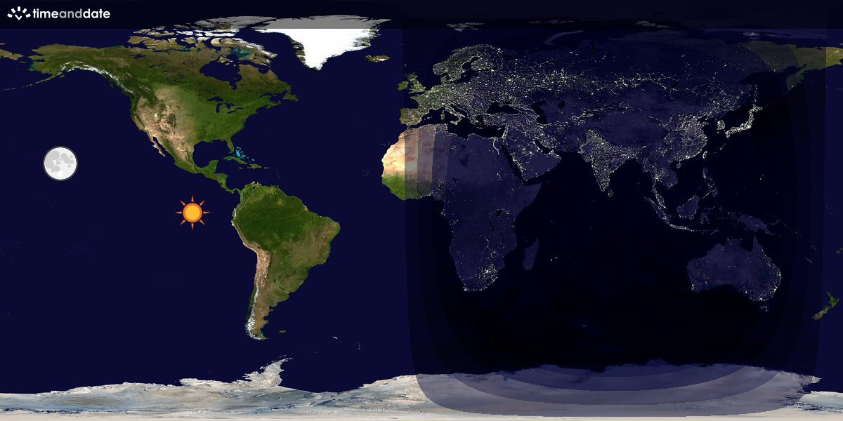 Verdenskart som viser dag og natt 