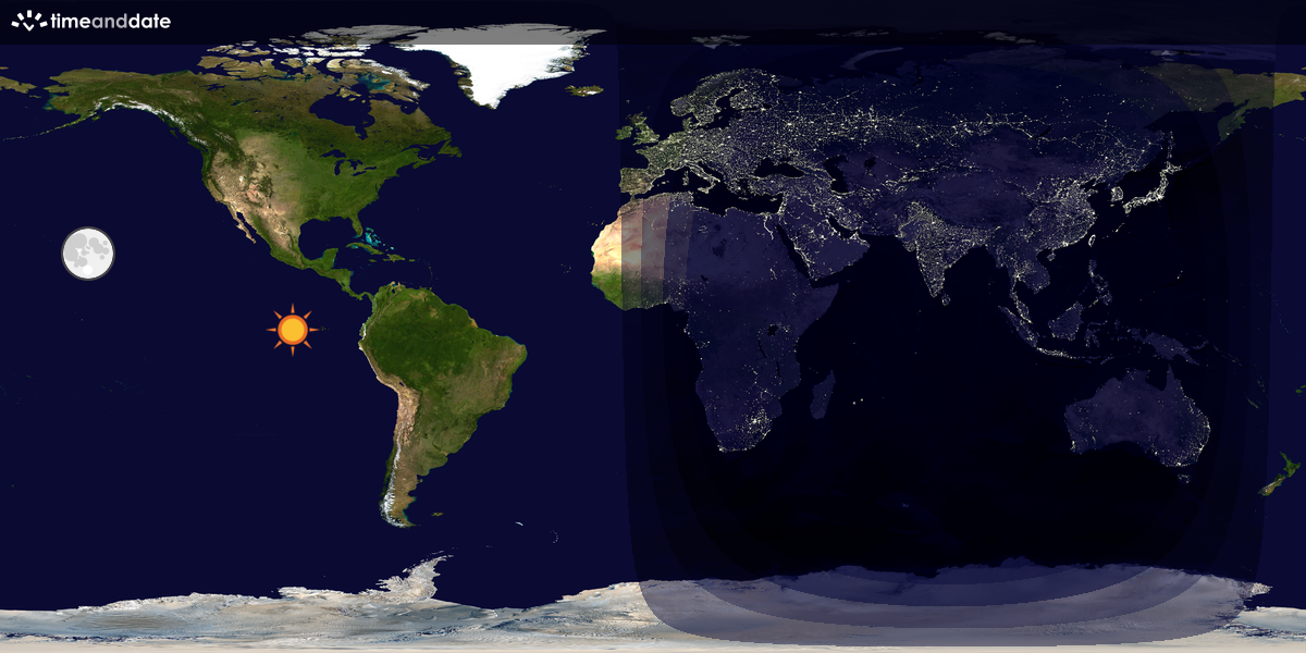 Verdenskart som viser dag og natt 