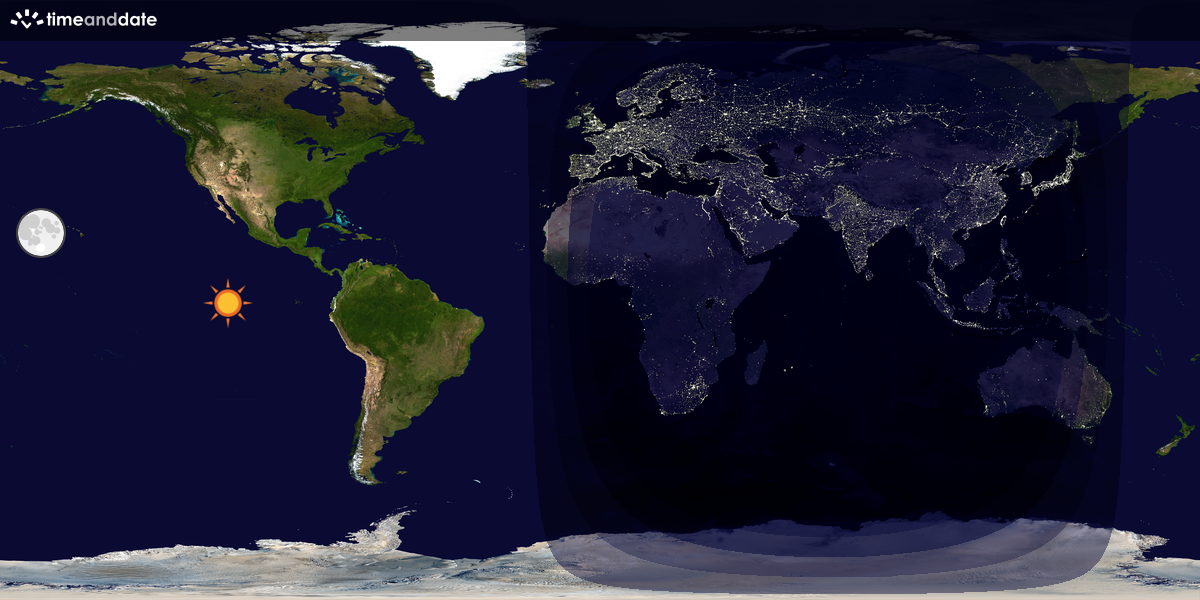 Verdenskart som viser dag og natt 