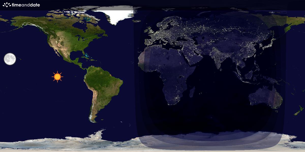 Verdenskart som viser dag og natt 