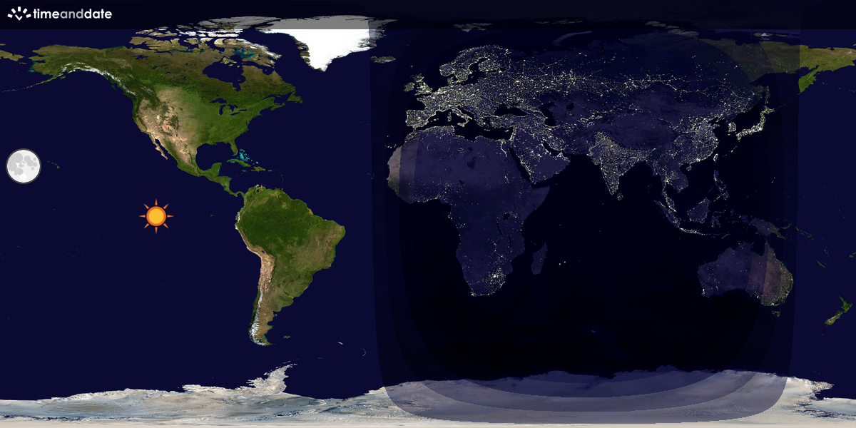 Verdenskart som viser dag og natt 