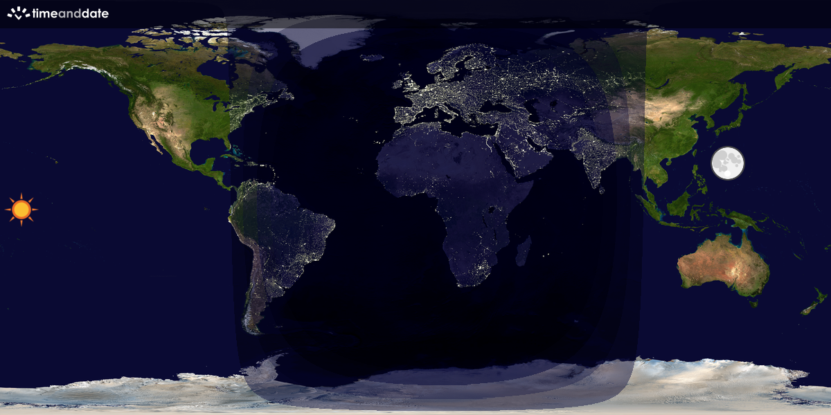 Verdenskart som viser dag og natt 