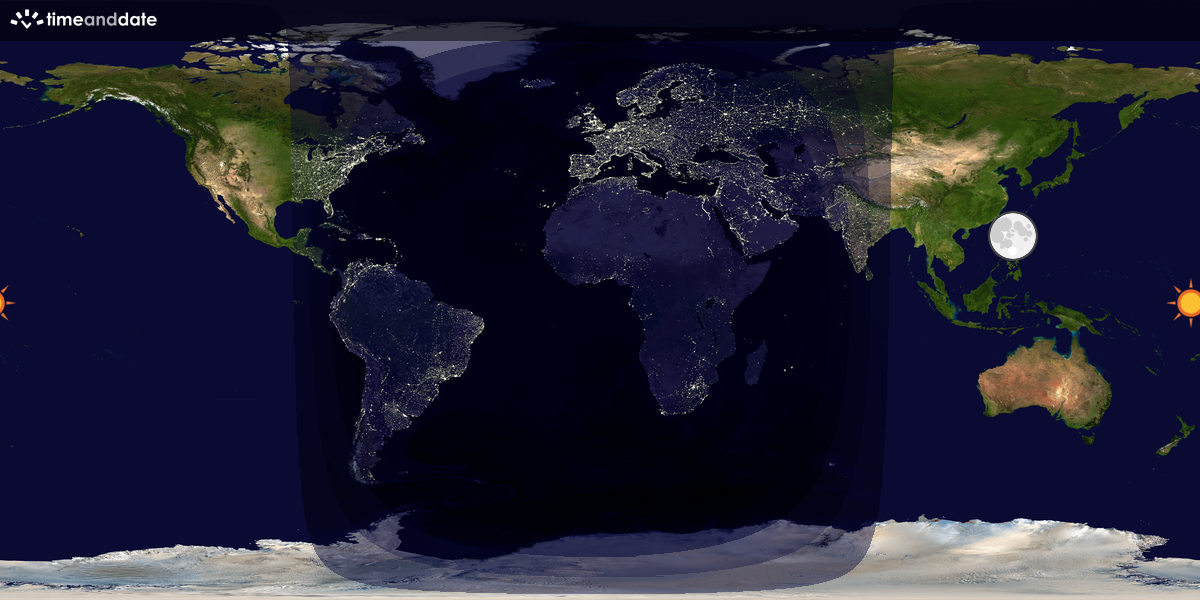 Verdenskart som viser dag og natt 