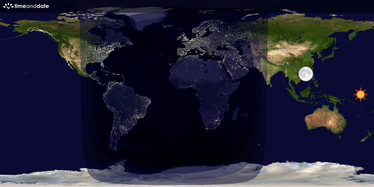 Verdenskart som viser dag og natt 