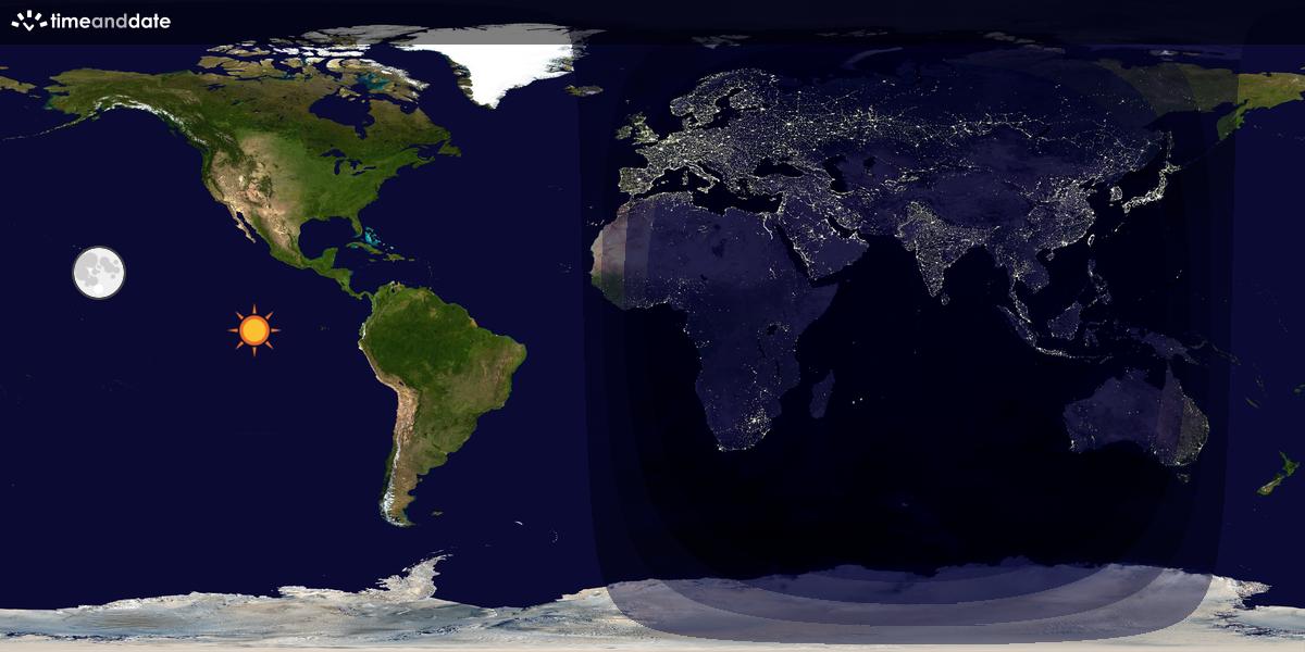 Verdenskart som viser dag og natt 