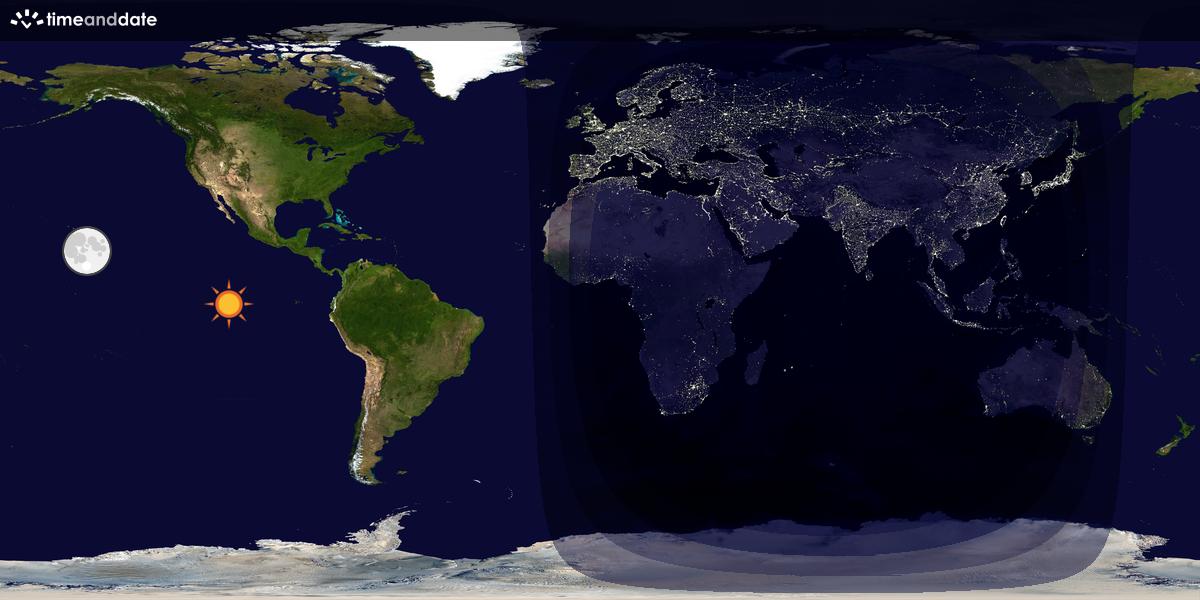 Verdenskart som viser dag og natt 