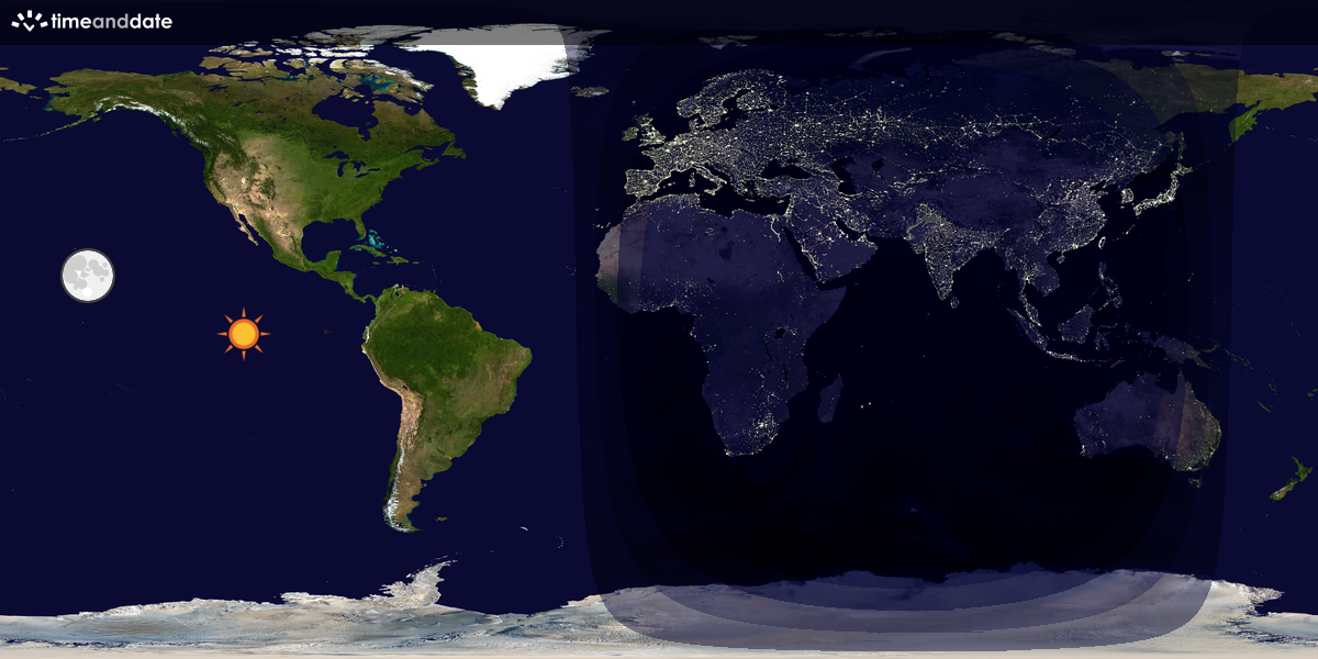 Verdenskart som viser dag og natt 