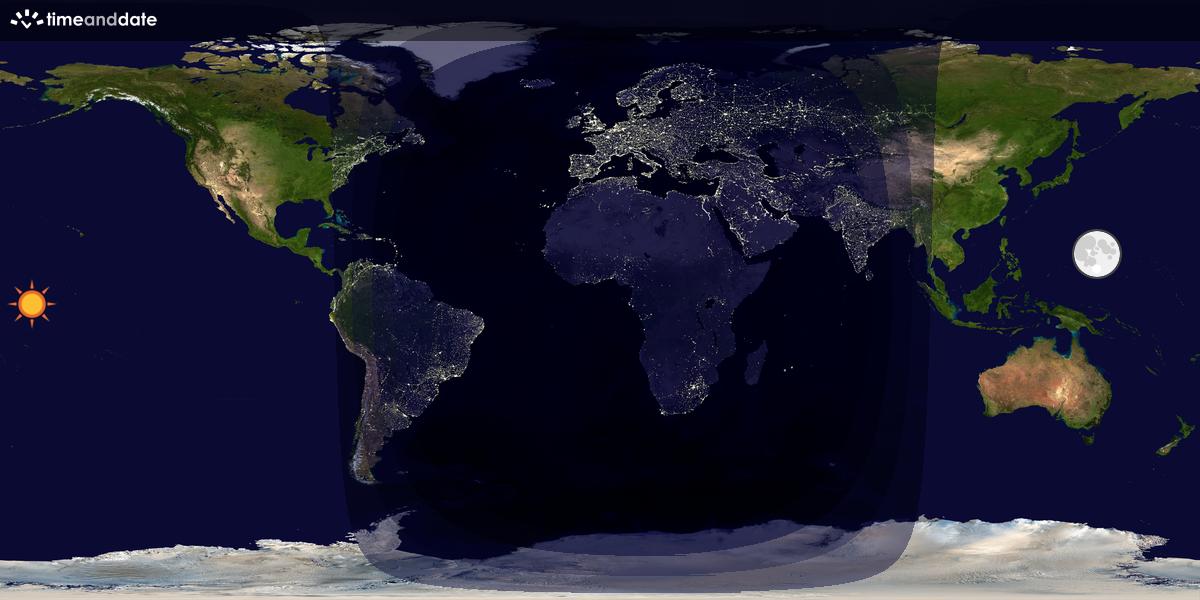 Verdenskart som viser dag og natt 