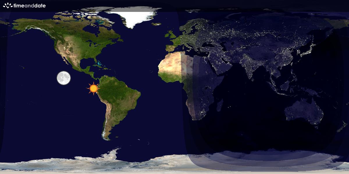 Verdenskart som viser dag og natt 
