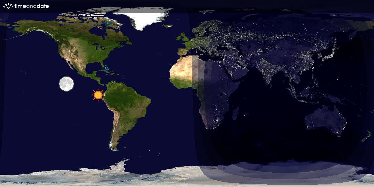 Verdenskart som viser dag og natt 