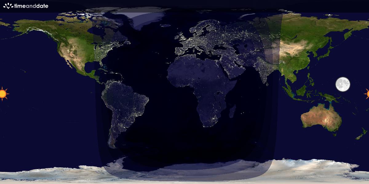 Verdenskart som viser dag og natt 