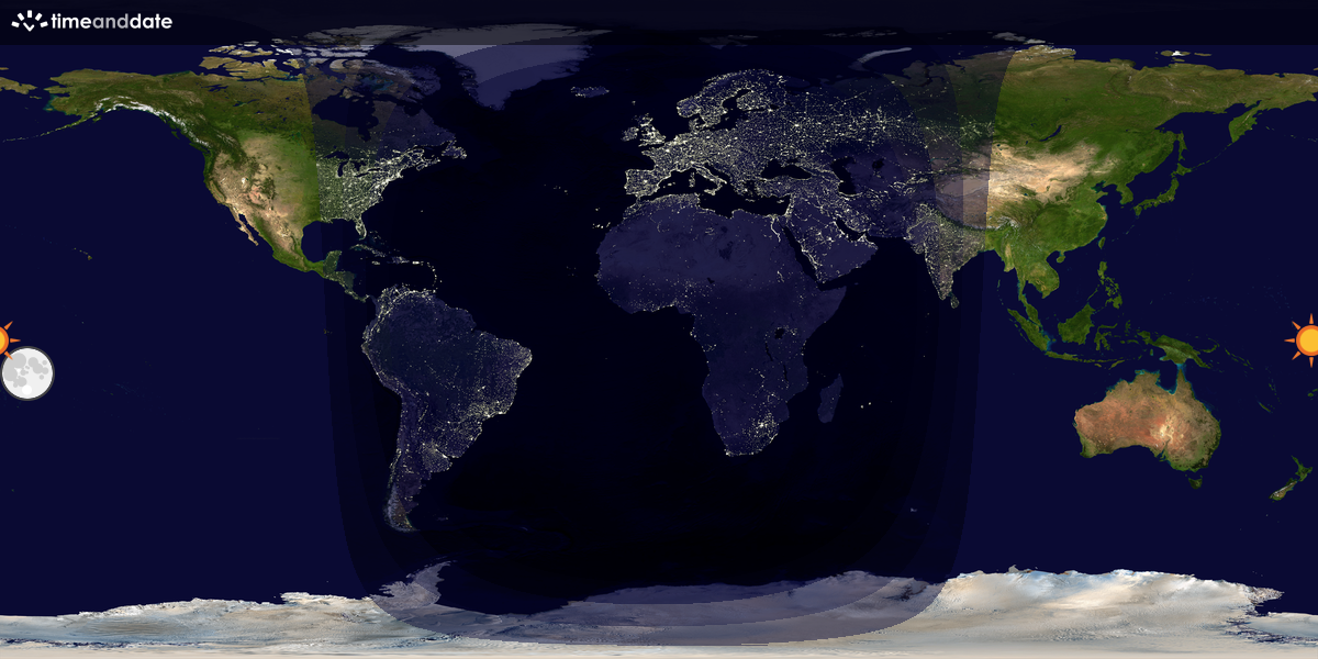 Verdenskart som viser dag og natt 