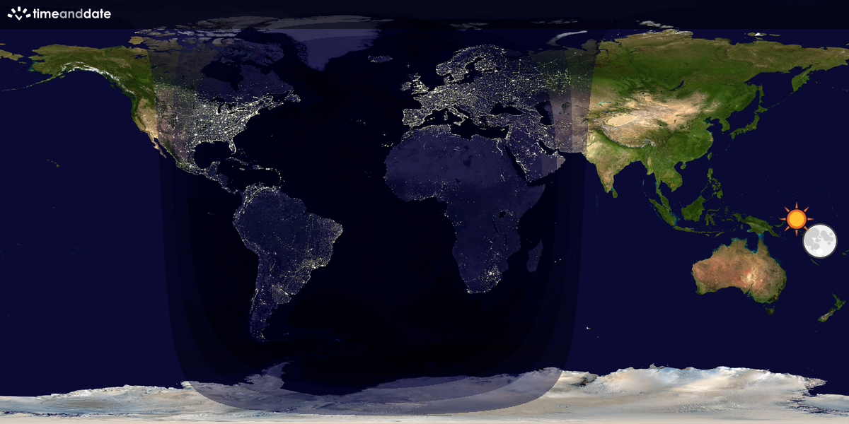 Verdenskart som viser dag og natt 