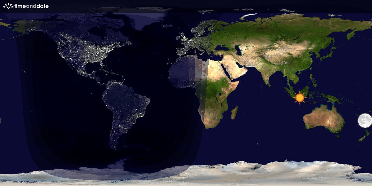 Verdenskart som viser dag og natt 