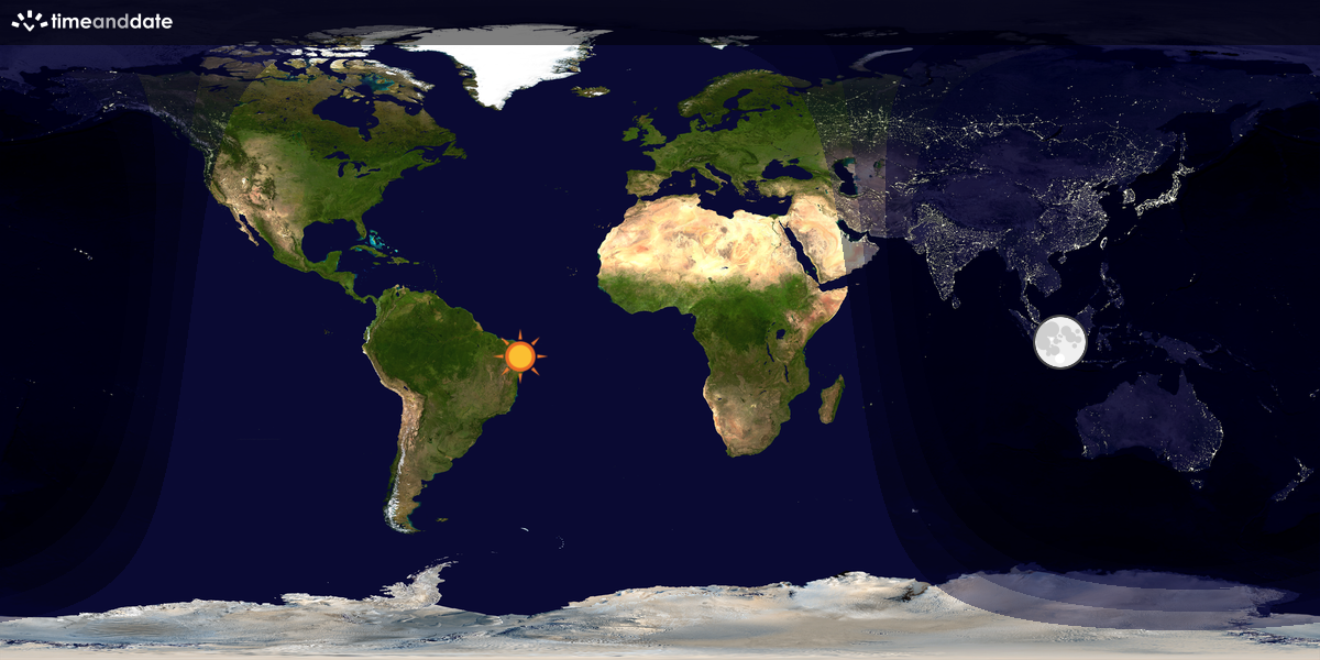 Verdenskart som viser dag og natt 