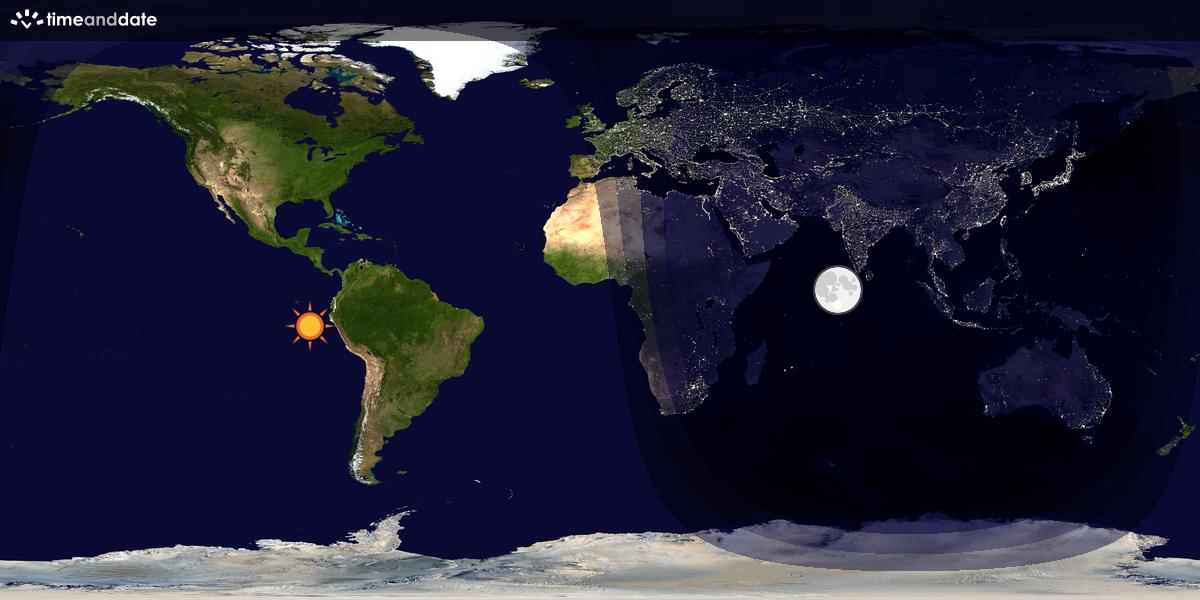 Verdenskart som viser dag og natt 