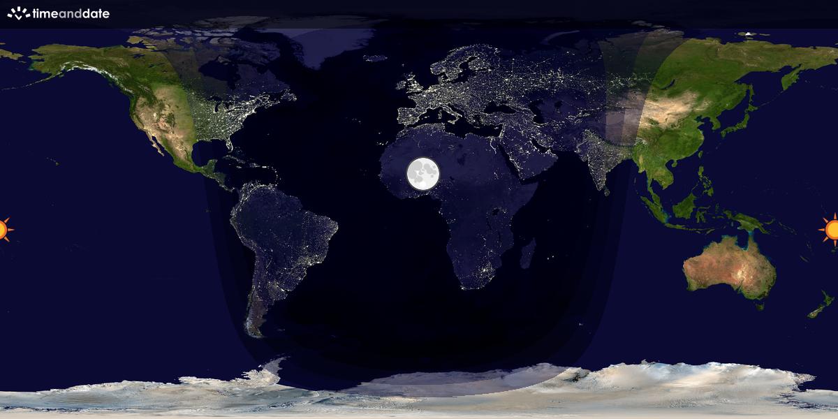 Verdenskart som viser dag og natt 