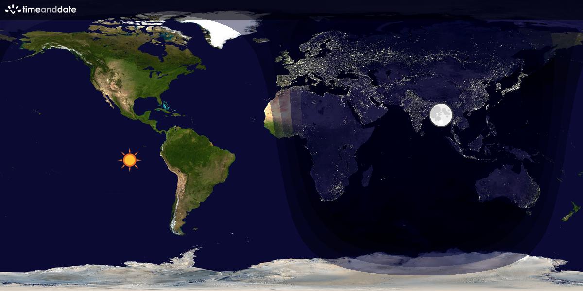 Verdenskart som viser dag og natt 