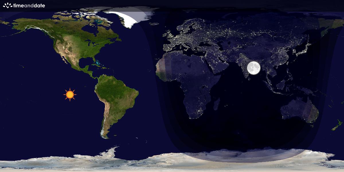 Verdenskart som viser dag og natt 