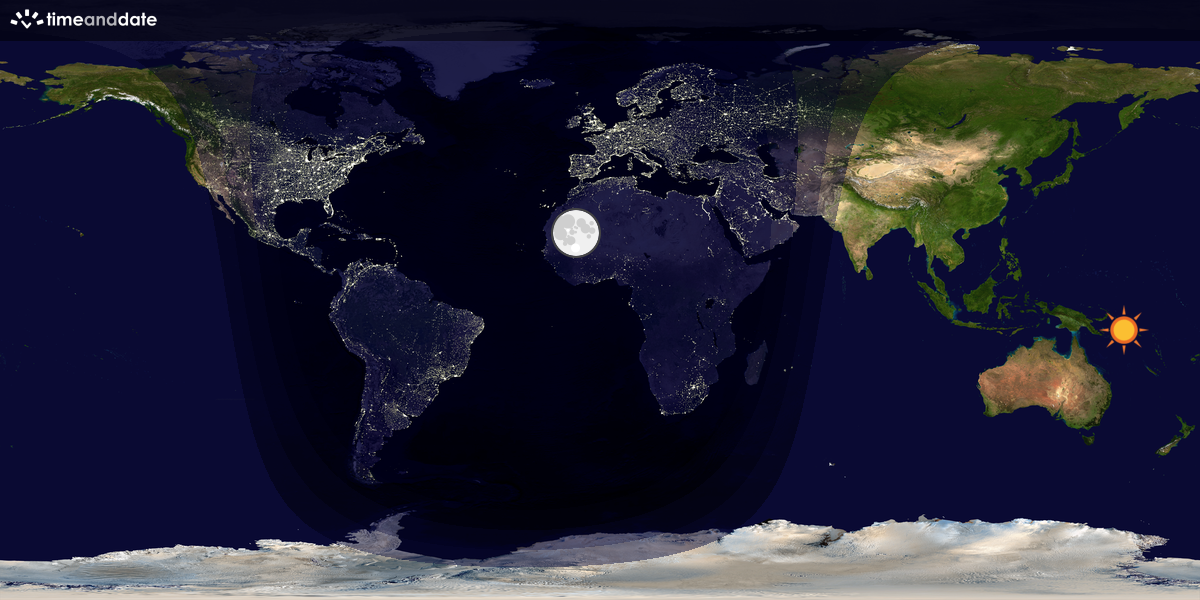 Verdenskart som viser dag og natt 