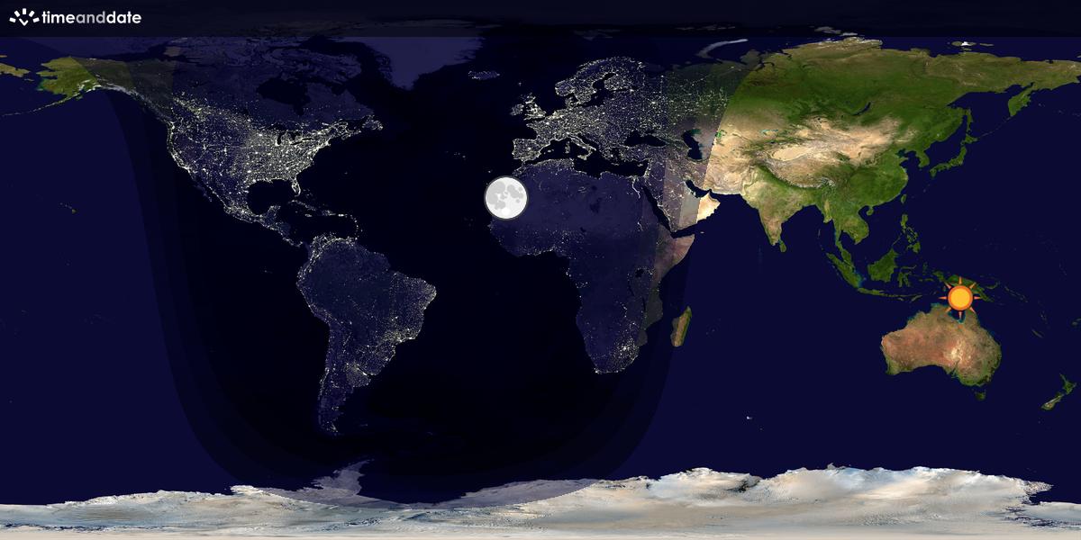 Verdenskart som viser dag og natt 