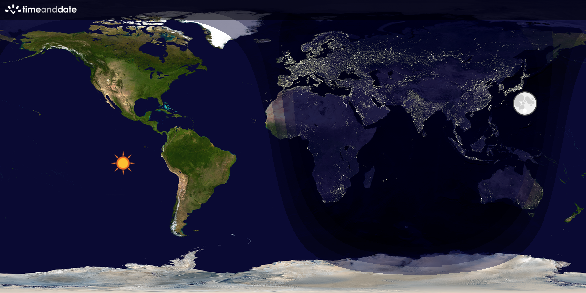 Verdenskart som viser dag og natt 